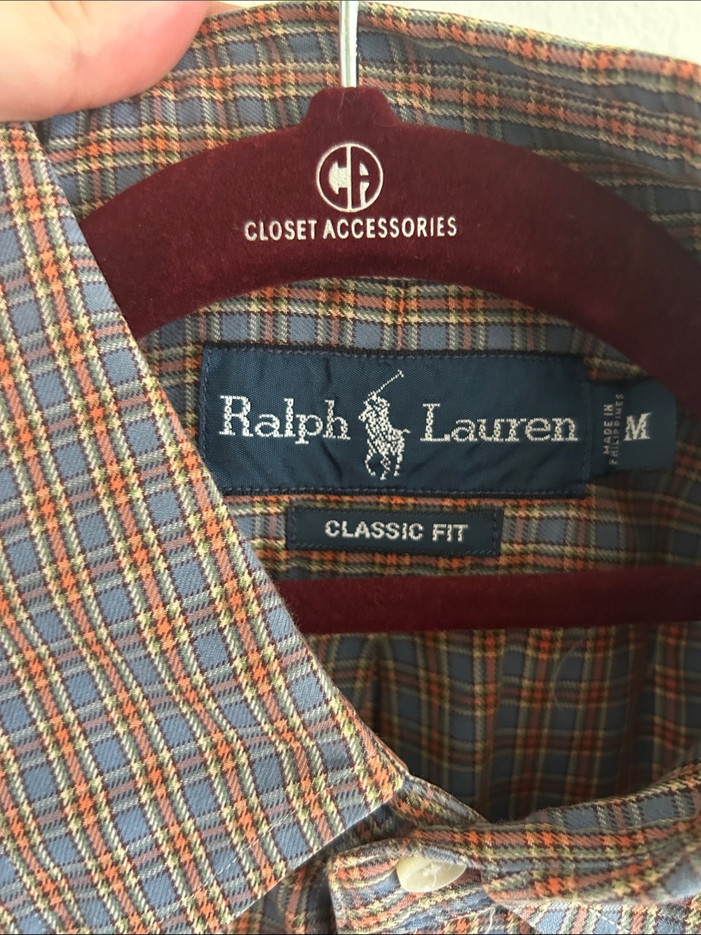 Ralph Lauren Orange & Blue Plaid Button-Down Shirt - Picture 2 of 4